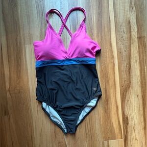 Speedo Pink and Black One-Piece Swimsuit 10